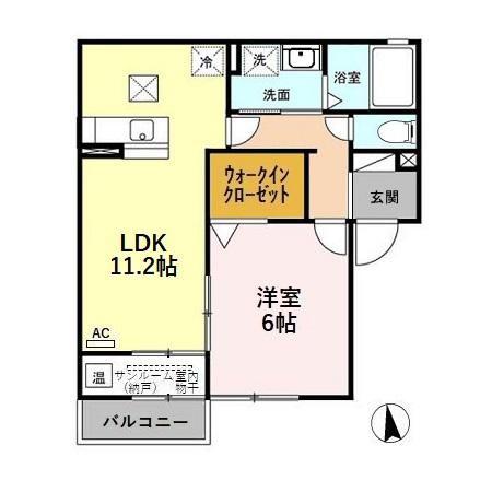 ピースアモールA(1LDK/1階)の間取り写真