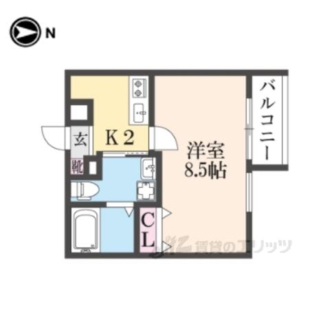 THECITYRESIDENCE京都西大(1K/2階)の間取り写真