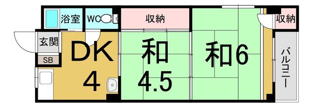 栄マンション(2DK/4階)の間取り写真