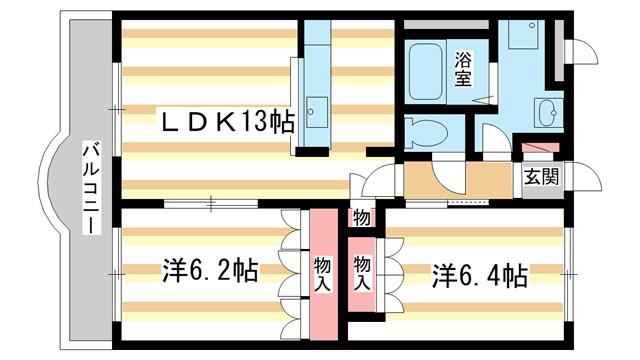 アスール(2LDK/3階)の間取り写真