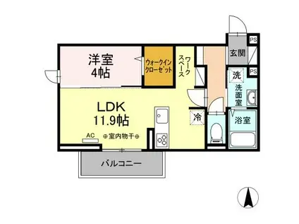 コンフォート西条(1LDK/3階)の間取り写真