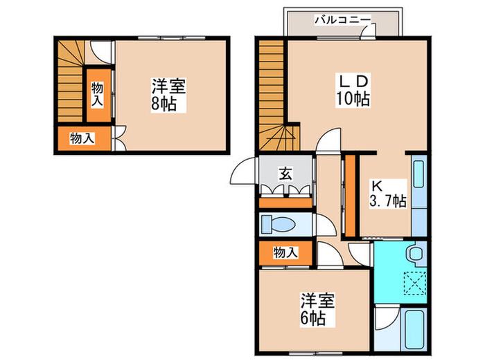 フレックス福住(2LDK/1階)の間取り写真