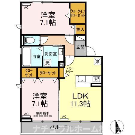 D-SQUARE八町通(2LDK/3階)の間取り写真