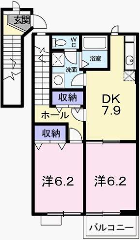 サンシャルマン(2DK/2階)の間取り写真