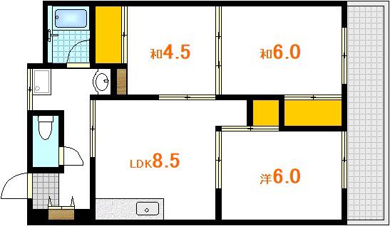 イトービル(3LDK/4階)の間取り写真