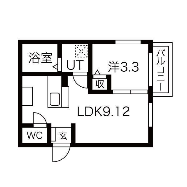 プリシェール笠寺(1LDK/3階)の間取り写真
