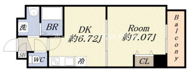 レジデンス朝潮橋(1DK/7階)の間取り写真