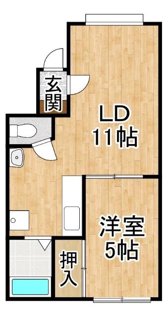 コーポリバーサイド328(1LDK/1階)の間取り写真