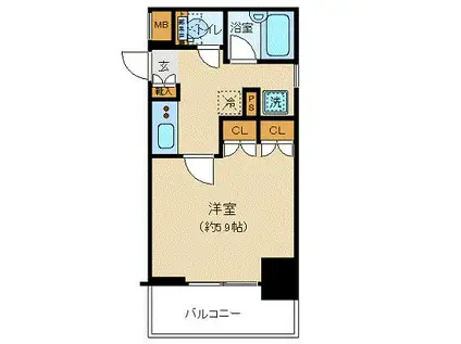 プレール・ドゥーク八丁堀(1K/6階)の間取り写真