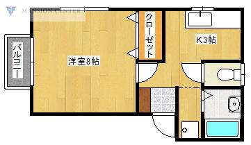 ロジェU II(1K/1階)の間取り写真
