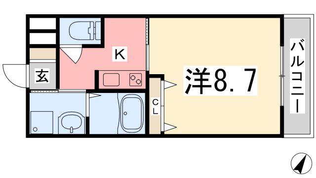ワレアオコダ(1K/2階)の間取り写真