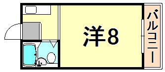 甲子園ピース(ワンルーム/3階)の間取り写真