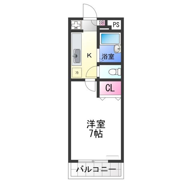 エレガンタナカII(1K/2階)の間取り写真