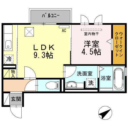 CLE DU BONHEUR2(1LDK/1階)の間取り写真