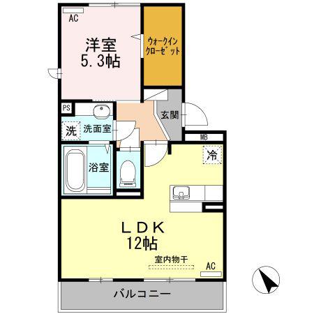 エクセル大窪(1LDK/2階)の間取り写真