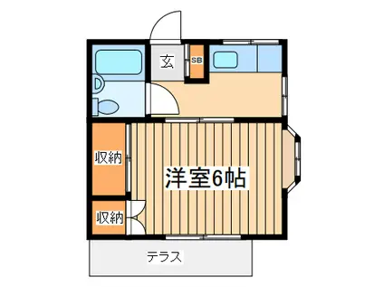 調布ハイツ(1K/1階)の間取り写真