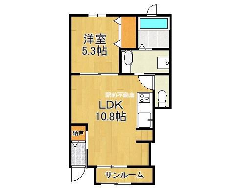 グラン シエル 弐番館(1LDK/1階)の間取り写真