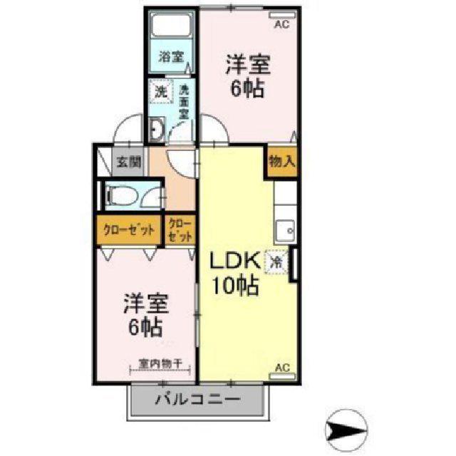 サニーヒルT(2LDK/2階)の間取り写真