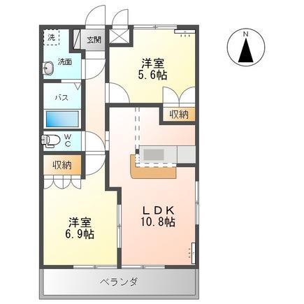 ツイングランデII(2LDK/1階)の間取り写真