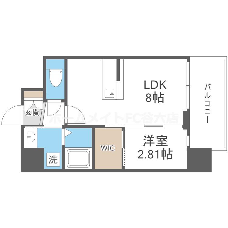 LIVECASA天満橋(1LDK/8階)の間取り写真