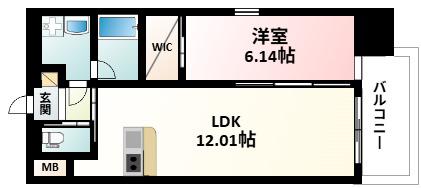 プレジオ江坂ROUGE(1LDK/5階)の間取り写真