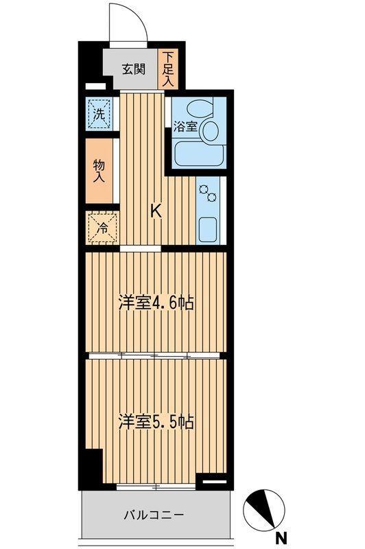 メゾン・デュ・オーラ山下町(2K/7階)の間取り写真