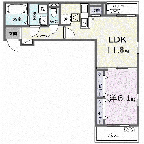 VILLA PURUMIE(1LDK/1階)の間取り写真