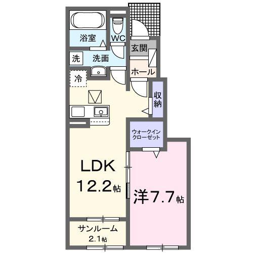 ハーモニー I(1LDK/1階)の間取り写真