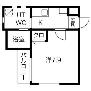 ボヌール社が丘(1K/2階)の間取り写真
