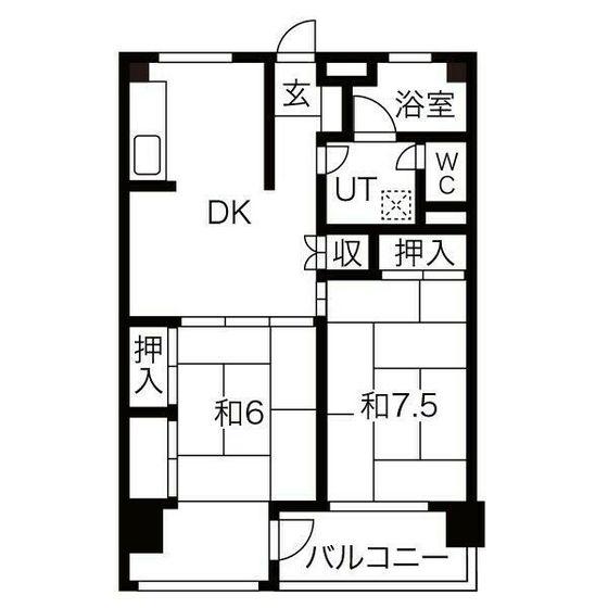 レジデンス清水台(2DK/7階)の間取り写真