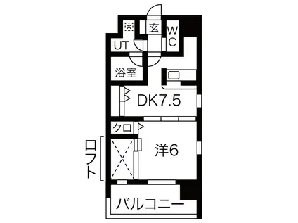 ノースVILLAGE参番館(1DK/7階)の間取り写真