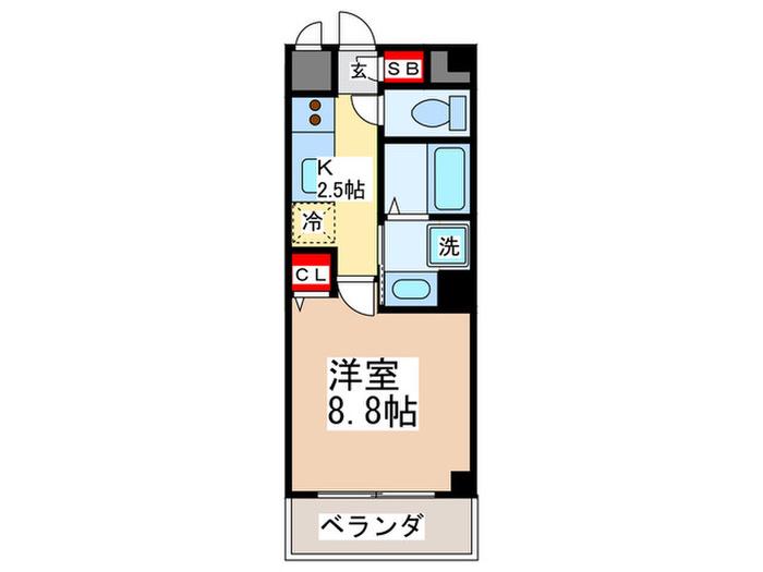 エル・ヴェール(1K/3階)の間取り写真