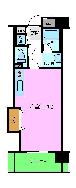 ワイズアーク三国ヶ丘(ワンルーム/2階)の間取り写真