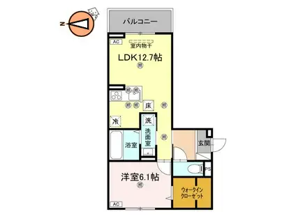 フィオーレガーデン北田宮 C(1LDK/1階)の間取り写真