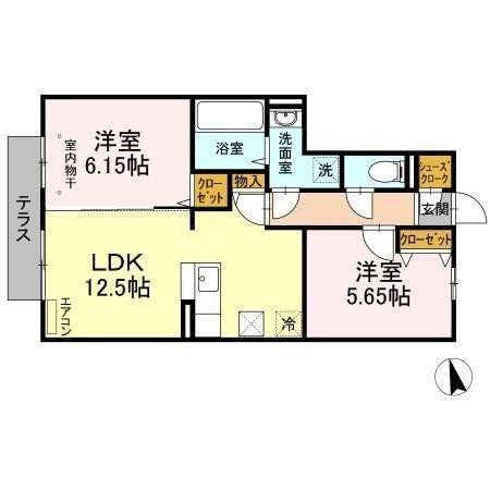 コーポスカイG(2LDK/1階)の間取り写真