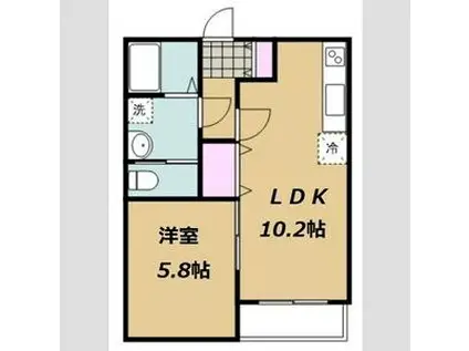グランデュールIII仙台東郡山(1LDK/2階)の間取り写真