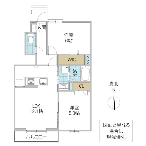 ルミエールKVII(2LDK/1階)の間取り写真