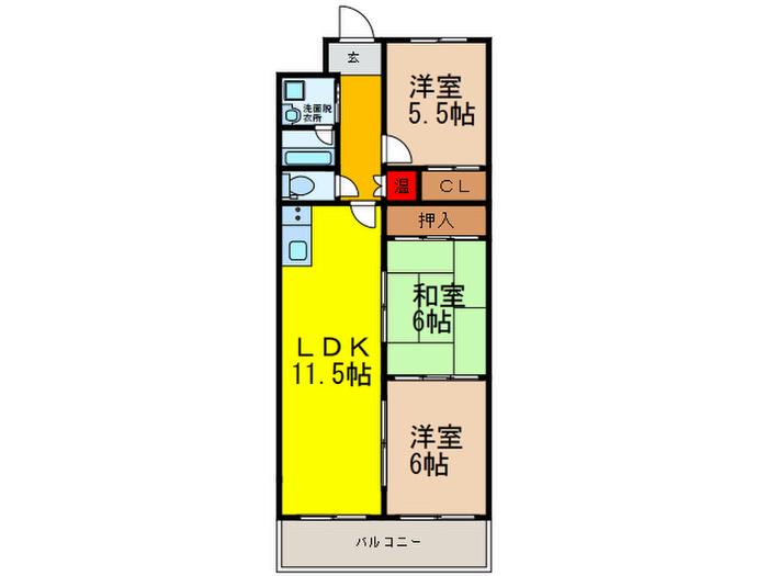ストークマンション内本町(3LDK/4階)の間取り写真