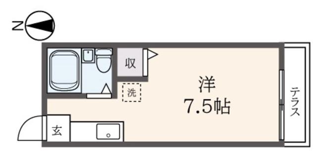 フォンテーヌ(ワンルーム/1階)の間取り写真