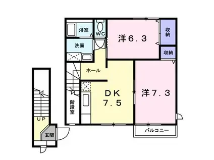 ヴィラ・リッチクレーンB(2DK/2階)の間取り写真