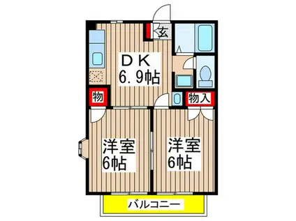 サニーハイツ大森台A(2DK/2階)の間取り写真