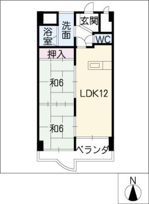 岡部ビレッジ(2LDK/3階)の間取り写真