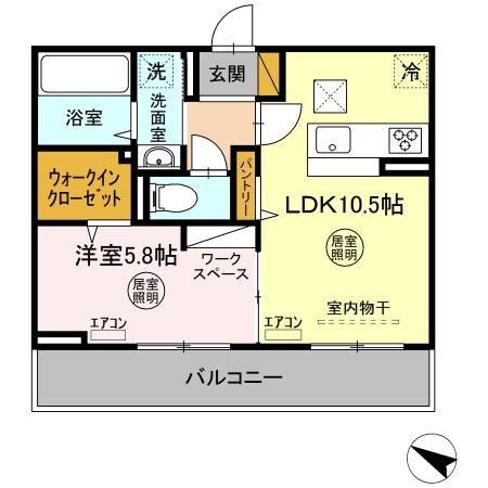 グリシーヌ(1LDK/1階)の間取り写真