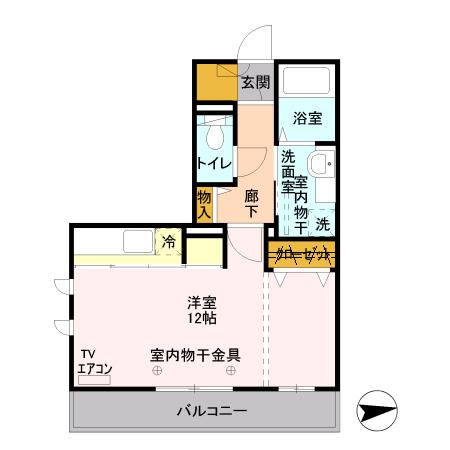 プレタポルテ(ワンルーム/2階)の間取り写真