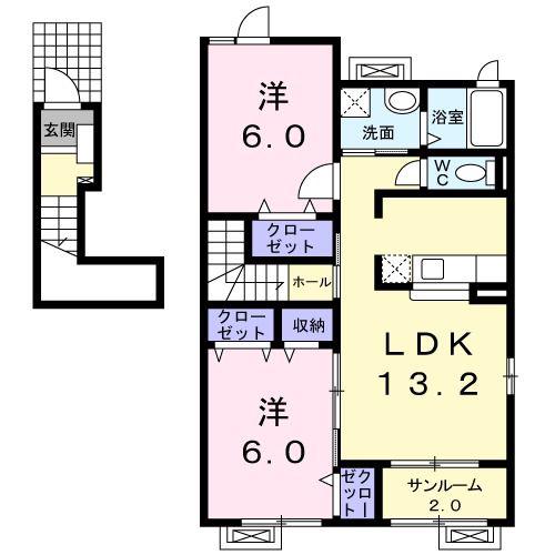 フロレスタ(2LDK/2階)の間取り写真