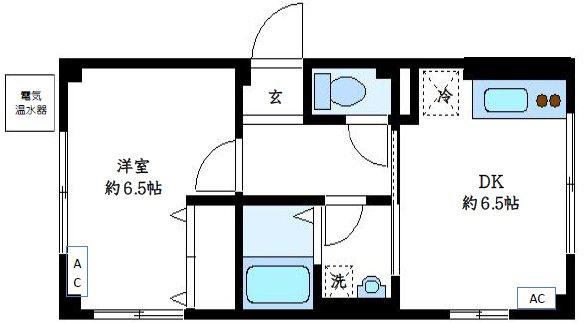 ベルク西池(1DK/1階)の間取り写真