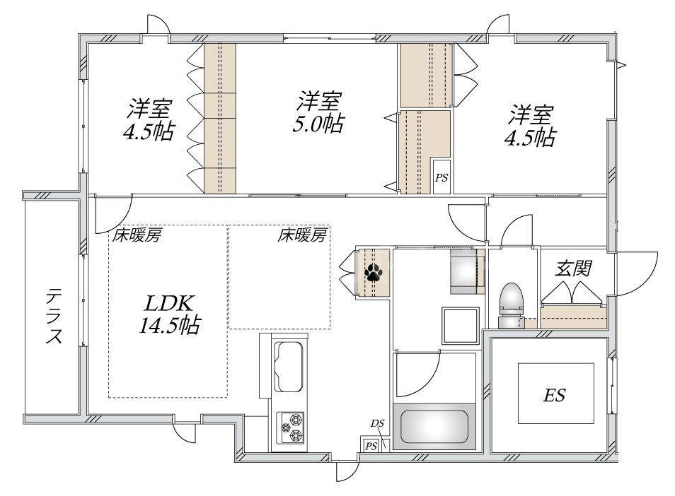 T-MAISON(3LDK/1階)の間取り写真