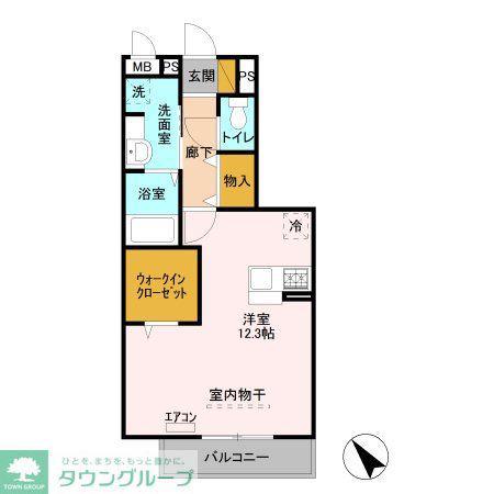 TRYALL(ワンルーム/2階)の間取り写真