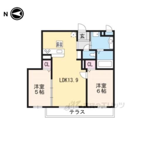 セジュールKOTO(2LDK/2階)の間取り写真