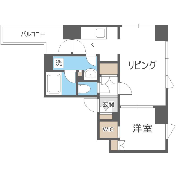 プライムメゾン南2条(1LDK/8階)の間取り写真